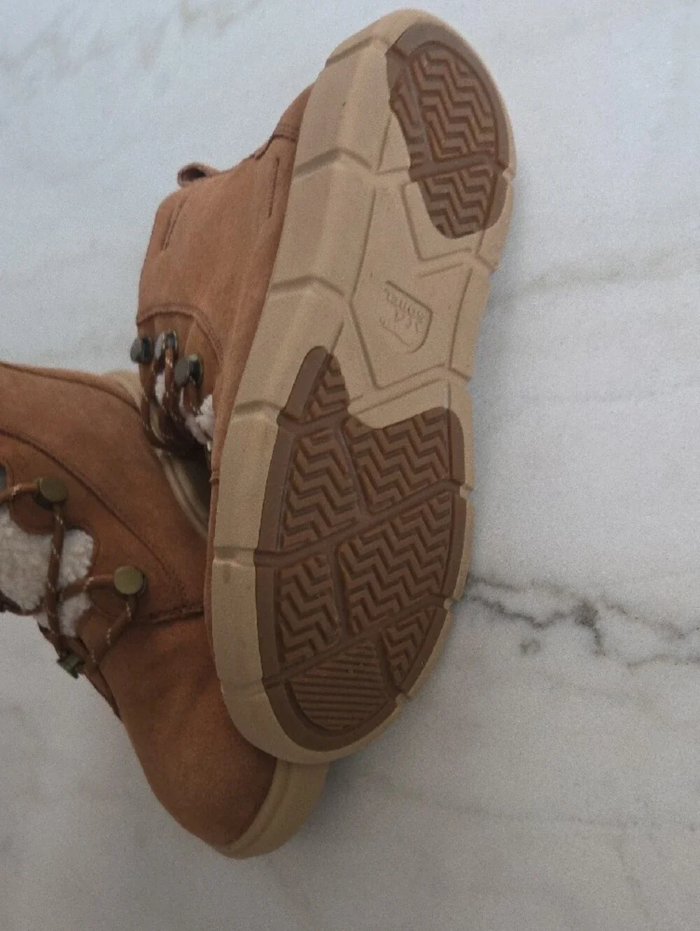 Sorel Women's Tan Suede Shearling-Lined Lace-Up Winter Boots Size 8